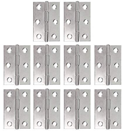 Bisagras de Gabinete ManYee 10pcs 48mm Bisagras de Acero Inoxidable Bisagras de Gabinete Bisagras a tope plegables para caja de madera de casa de animal casa de muñecas (Plata)