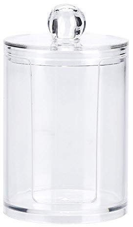 Porta Dischetti Struccanti,Porta Dischetti Cotone,7.5cm*10cm Scatola Portaoggetti Rotonda e Acrilica,Il Miglior Assistente per Organizzare Dischetti Cotone&cotone Fioc | Salvaspazio (Bianco)