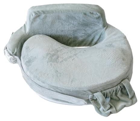 My Brest Friend Almohada de Lactancia Super Deluxe para Lactancia Materna y biberón con Soporte Lumbar, Almohada de alimentación con práctico Bolsillo y Funda extraíble, Platino - Platino