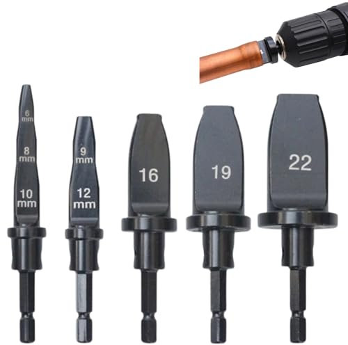 Jadeshay Rohr Expander, 5-Teiliges Kupfer Expanderrohr Rohr Expander Kupferrohr Stauchwerkzeug Bohrer Set 6/8/10MM, 9/12MM, 16MM,19MM, 22MM(Metric)
