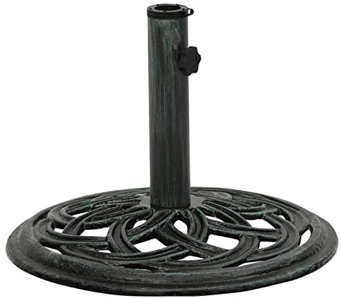 Gecheer Parasollställ paraplyställ paraplyhållare parasollstativ för paraplystänger med en diameter på 35/38/48 mm gjutjärn grön 44 x 44 x 31 cm