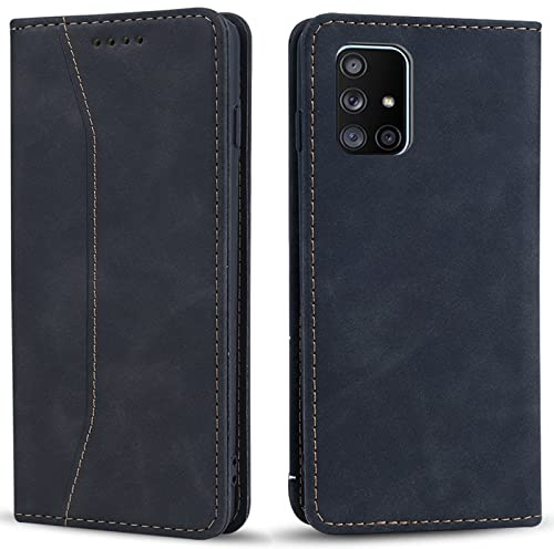 OKZone Cover per Samsung Galaxy A71 4G, Custodia Flip Pelle Portafoglio Magnetica Libro [Slot Schede], Silicone TPU Bumper Wallet Supporto Cover, Antiurto [Kickstand] (Nero)