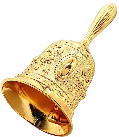 Hordion Campana de mano pequeña de 2 pulgadas para adultos mayores, adornos de campana de servicio al cliente vintage, campana de llamada de enfermera para pacientes mayores en casa, campana de cena