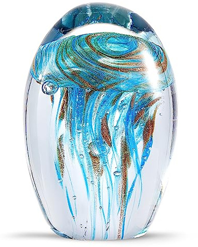 EUSTUMA Handblåst glas snäcka figurer prydnad, havsdjur prydnad för heminredning, havsdjur samling för födelsedagspresent, glas snäckskal (manet)