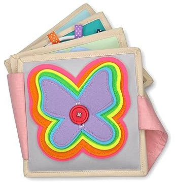 Jolly Designs – Der flatternde Schmetterling – Mini Quiet Book – Montessori Spielzeug ab 18 Monaten – Motorik & Sensorik fördern – Handgefertigtes Filzbuch – Lernspielzeug für Kleinkinder – Busy Book
