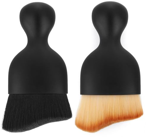 Amaxiu Brosse à poussière intérieure sans rayures, 2 pièces, brosse douce de nettoyage intérieur de voiture brosse de détail de voiture brosses de nettoyage de voiture(marron clair, noir)