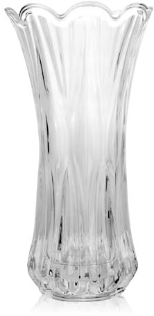 SENENQU Glass Vase, 30cm / 12 Inch Tall Clear Glass Vase, Large Crystal Flower Vase for Living Room Home Decoration