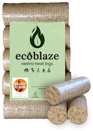 2x Ecoblaze Nestro Heat Logs | 20 kg - 10 Briquettes | Long Burn Duration | Fire Logs | Eco Heat | Ideal for Wood Burner, Log Burner, Firepit, Wood Burning Stove & Chiminea | Ready To Burn