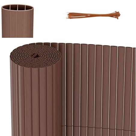 Gimisgu Estera de protección visual de PVC, resistente a la intemperie, para balcón, con bridas, triple refuerzo, revestimiento para balcón, 100 x 1000 cm, color marrón