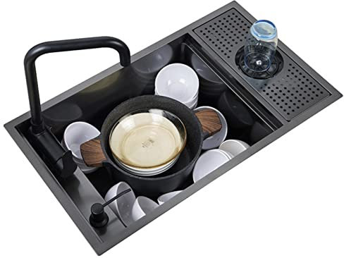 Lavello Da Cucina Da 21,7 Pollici, Lavello In Acciaio Inossidabile A Vasca Singola Con Sciacquatrice Per Tazze, Lavello Sottopiano Con Barra Di Lavoro, Con Rubinetto Pieghevole, Piastra Di Copertura,