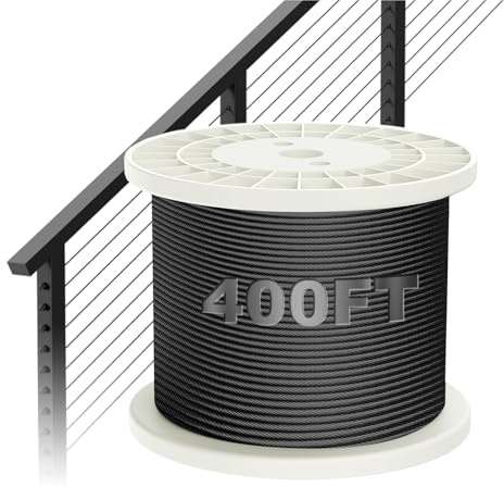 BLIKA 400FT 1/8 Black Stainless Steel Cable, T316 Marine Grade