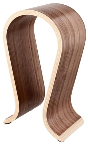 QWORK Wood Headphone Stand - Headset Holder, Arch Bridge Design - Universal Compatibility, Ear Headphones Hanger Holder, Stylish Desk Headset Holder for Headphones, Cables, Game Pads, QS32269