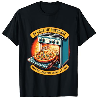 Pizzamaker Pâtissier Drôle Pizzaïolo T-Shirt Noir S Unisex Adulte Humour Pizza T-Shirt Coupe régulière Manche à double couture et ourlet à la base