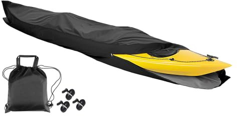 LDIW Universal Kajak Abdeckung, Vollständig Umlaufende Kanu Abdeckung 420D Wasserdicht und UV-beständig Staubschutzschild für Kanu Kajak Boot,Schwarz,16FT: 5mx1m