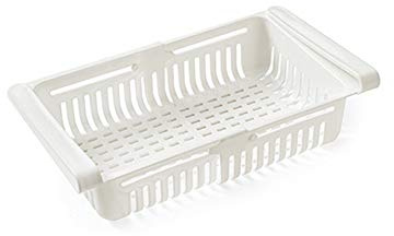 Organizador retráctil para frigorífico, cajón extraíble, con clip en la parte inferior del estante para almacenamiento de cocina, se adapta a estantes de nevera de menos de 0.43 pulgadas