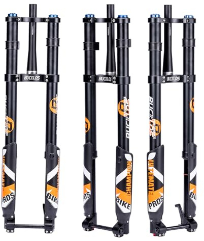 AEYINO 26/27.5/29 inch Electric Mountain Bike Air Suspension Inverted Fork，Thru Axle Boost 15x110mm Travel 180mm Rebound Adjust 1-1/8 Tapered Steerer Disc Brake Bicycle Front Forks Dual Crown