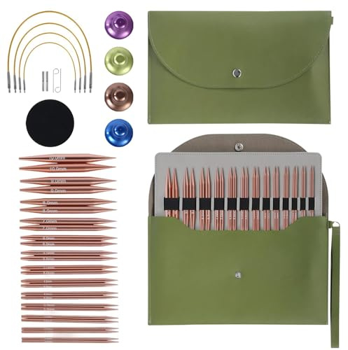 Knitting Needles - 13 Pairs Interchangeable Circular Knitting Needles Set, Circular Knitting Needle Set 3.0-10.0mm, Versatile for Beginners, Hats, Socks, Sweaters, Blankets – Durable