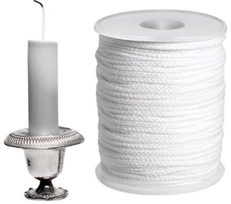 Stoppini per candele naturali, rotolo di stoppino in cotone da 61 metri, filo intrecciato ecologico a basso fumo per realizzare candele, decorazioni per la casa, progetti fatti a mano di lunga durata