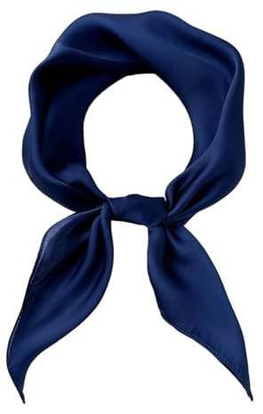 jerbro Damen Chiffon Seidentuch Schals Seidenschal Bandana Halstuch Kopftuch Geschenk Frauen Mädchen Halloween Karneval Kostüm Zubehör 60 * 60 cm (Dunkelblau, 70 * 70cm)