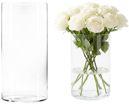 20 cm blomvaser i glas, blomvas gjord av klart glas, blomvas av glas, klar blomvas, klar glasvas för dekoration, heminredning, vardagsrum, bröllop, sovrum