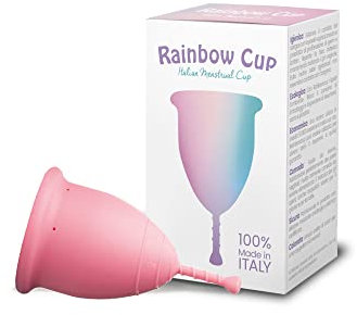 Rainbow Cup, Coppetta Mestruale Made in Italy in Silicone Medicale Senza Lattice e Additivi, Comoda, Ecologica, Sicura, in più Varianti, Coppetta Mestruale Tonica, Colore Ciclamino, Taglia 1