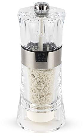 PEUGEOT - Oslo 14 cm Wet Salt Mill - Classic Grind System - Made with PEFC Certified Wood, Stainless Steel and Acrylic - Made in France - Graphite Colour