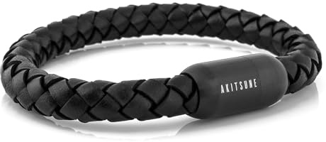 Akitsune Portus segelrep läderarmband | magnetisk kapselstängning armsmycken kvinnor ankare män maritim, 22 centimeters, Läder