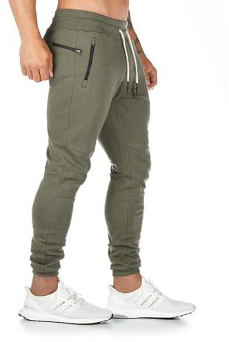 Yageshark - Pantalones de deporte para hombre, de algodón, ajustados verde M