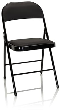 hjh OFFICE 803000 Klappstuhl gepolstert TUDELA Kunstleder Schwarz Besucherstuhl Faltstuhl klappbar, bis 130kg belastbar
