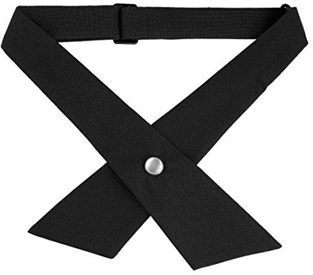 sourcing map Damen Verstellbarer Hals Schleife Bolzenknopf Kreuz und quer Krawatte Schwarz Einheitsgröße