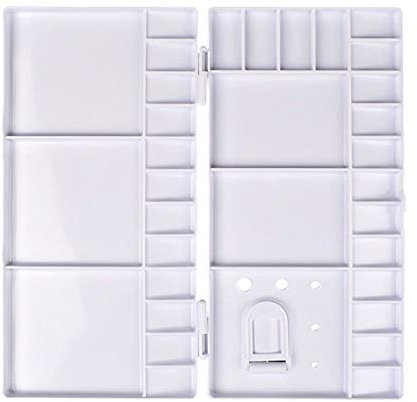 CHENGZI Faltbare Aquarellpalette aus Kunststoff, mit Daumenloch, 33 Mulden, für Aquarell, Gouache, Acryl und Ölfarbe