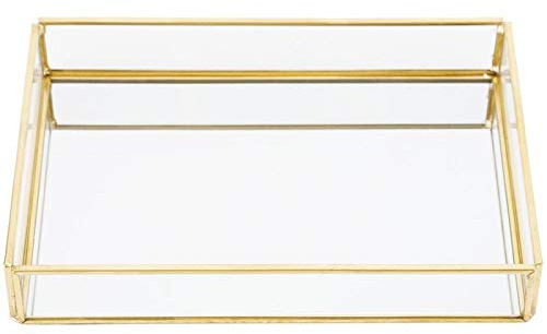Scatola Portaoggetti in Metallo Vintage, Portagioie Donna Vetro E Oro, Scatola Vetro Profili Oro, Vassoio Per Profumi, Organizzatore Di Gioielli, Scatole Per Cosmetici, Per Vanit? Bagno