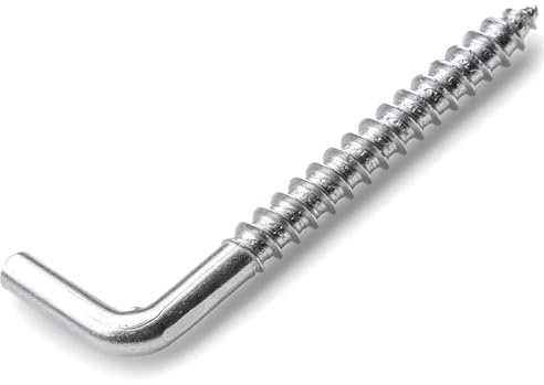 Lot de 5 crochets carrés en forme de L à visser en métal robuste pour suspendre des tasses, des clés, des cordes de traction, des photos pour l'intérieur et l'extérieur (argenté)