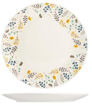 Home Zahra - Juego de 6 platos llanos, porcelana, 24 cm