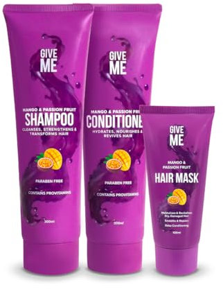 Give Me Cosmetics, Shampoo and Conditioner Sets, for Greasy Hair, with Mask, Mango & Passion Fruit, Paraben Free, Haircare Gift Set for Teenage Girls Women