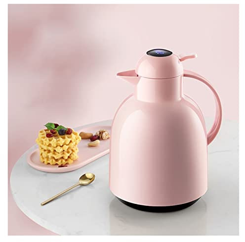 LEIYAN Pichet Isotherme Café Thermique Carafe avec Couvercle et poignée, Doublure en Verre à Double paroi Flacon de Vide picheur isolé, Affichage de température, Flacon Thermique à Vide for café, thé