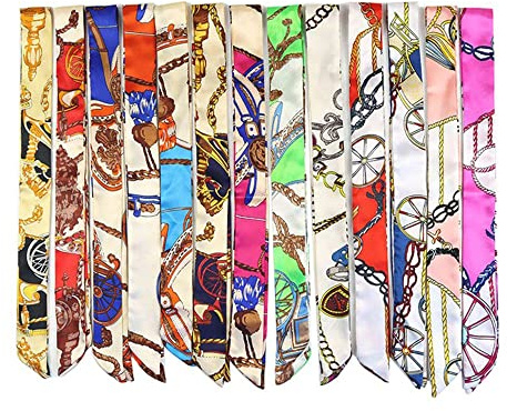 Sidenhalsdukar för kvinnor 10 st handväskor halsduk fashionabla handtag huvudband halsdukar huvudfickor greppband halsduk slips dekoration för kvinnor flickor kläder tillbehör 90 x 4 cm sidenhalsdukar