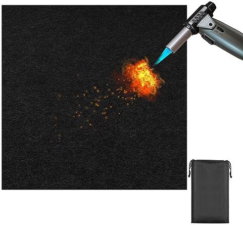 Feuerfeste Unterlage 30x30cm 5mm Stark Hitzeschutzmatte Kohlenstoff-Filz feuerfeste Matte hitzebeständig Brandschutzmatte als ideale Feuerschutzmatte - schwarz