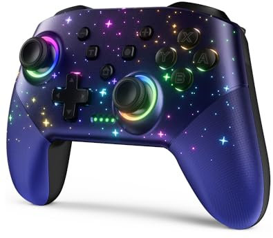VOYEE PC Game Controller, Wireless Pro Controllers Compatible with Lite/OLED, Multi-Platform Windows PC with Cool RGB Light/Programmabele/Motion/Vibration/Turbo/Wakeup