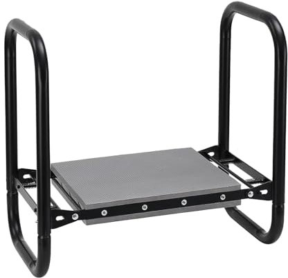 Kniebank für Gartenarbeit, 25cm Breiter Gartenhocker mit 5cm dickem Komfortkissen, 180kg Kapazität, faltbare Multifunktionsbank für Gartenarbeit Gartenbank - für Senioren, Frauen, Männer/Schwarz