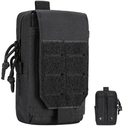 Hejo Sacoche Tactique Ceinture Homme, Pochette Ceinture Tactique, Téléphone Poche Molle, Pochette EDC, Sacoche Ceinture Multifonctionnel pour Sport, Randonnée, Camping, Voyage, Cyclisme, Pêche (Noir)