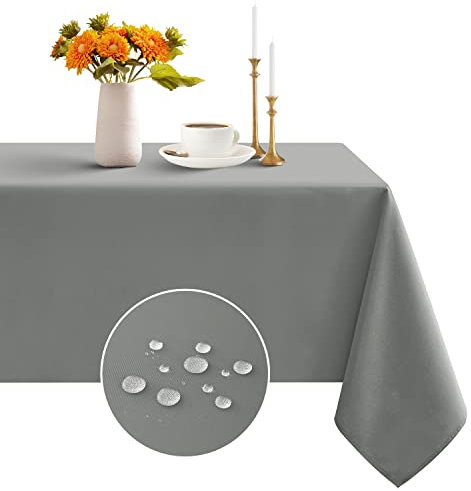 Romanstile - Mantel lavable gris 240 x 140 cm, impermeable, mantel de mesa, mantel de moda, decoración para invierno, otoño, fiesta, comedor, Navidad, exterior, cumpleaños, cena, festivales, hotel