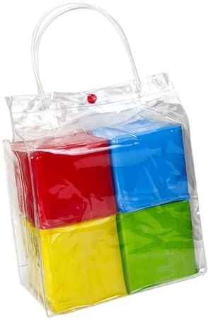 harayaa 4 Pieces Plush Cube Dice Learning Dice with 6 Sided Clear Pockets Large Soft Dices for Bag Stuffers Fine Motor Skills Kids
