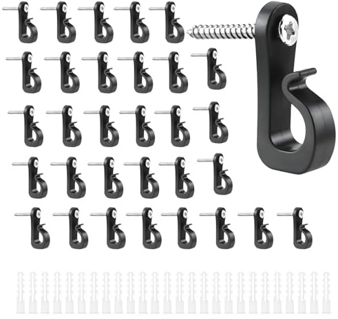 45 ganchos de tornillo Q Hanger, ganchos de rosca, ganchos para luces de Navidad, ganchos pequeños, de acero inoxidable, con ranura en cruz, para garaje, Año Nuevo, fiestas, exteriores