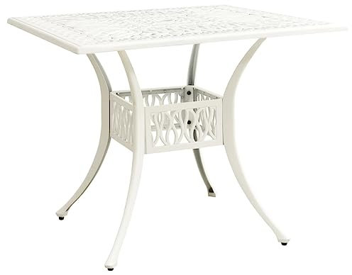 Jiangboyue-315590 Table de jardin en fonte d'aluminium Blanc 90 x 90 x 73 cm