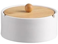 Cendriers Cendrier en céramique avec couvercle, cendrier de table intérieur et extérieur, couvercle en bois de bambou, cendrier de bureau for la maison, le bureau, les patios, les jardins, etc. Pour l