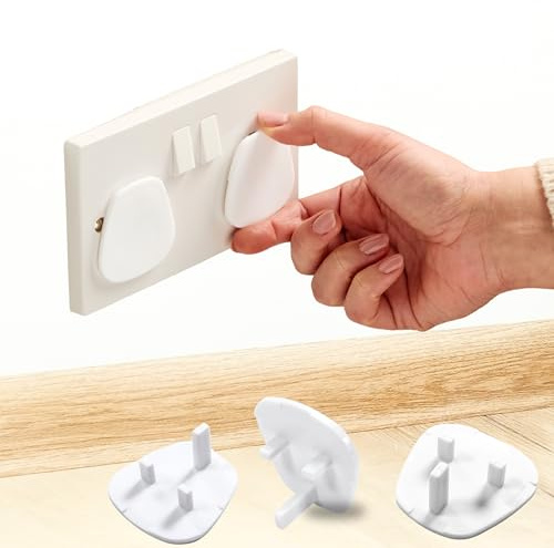 Plug Socket Covers UK – [ 12 PACK ] Baby Proofing Plug Covers For Sockets UK | Baby Proof & Reusable Socket Protectors | BPA-Free & Durable (White)