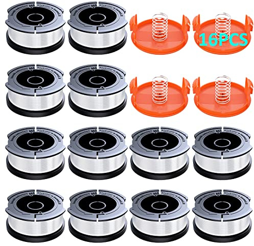 12 Pezzi Rocchetto Filo Tagliabordi Compatibile con Black&Decker Filo Decespugliatore,Ø1,65 mm e Lungo 10 m,Contiene 12 Bobine di Rocchetto Decespugliatore,4 Coperchio e 4 Molla di Ricambio