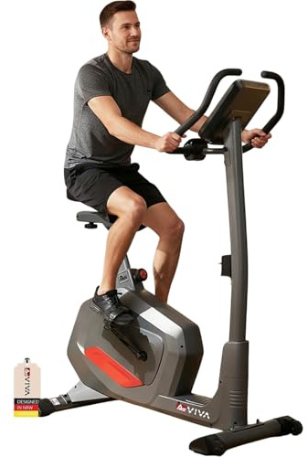 AsVIVA H22 Heimtrainer Ergometer, Fahrrad Heimtrainer, 12 kg Schwungmasse, automatische Widerstandsanpassung, Bluetooth App kompatibel, leise | Grau