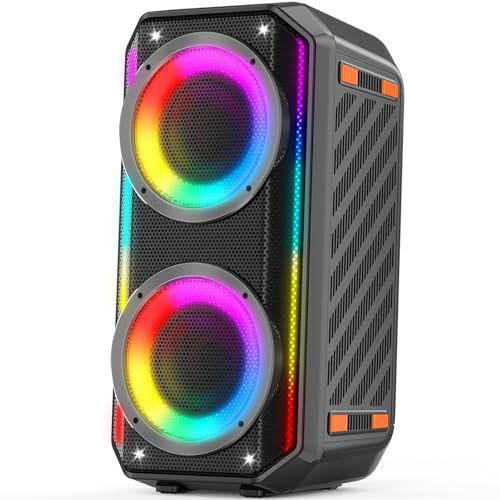 Altavoz Bluetooth, Bocina Boombox Inalámbrica de Potencia Máxima de 300W con Graves Profundos, Altavoces Portátil de Sonido Estéreo Fuerte, Altavoz Grande con Luz LED Para Fiestas al Aire Libre
